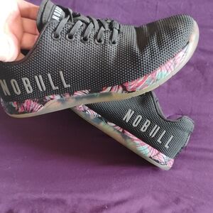 NOBULL Women's Black Sneakers with Multicolor Patterned Sole